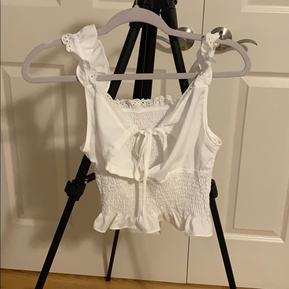 smocked white tie top never worn